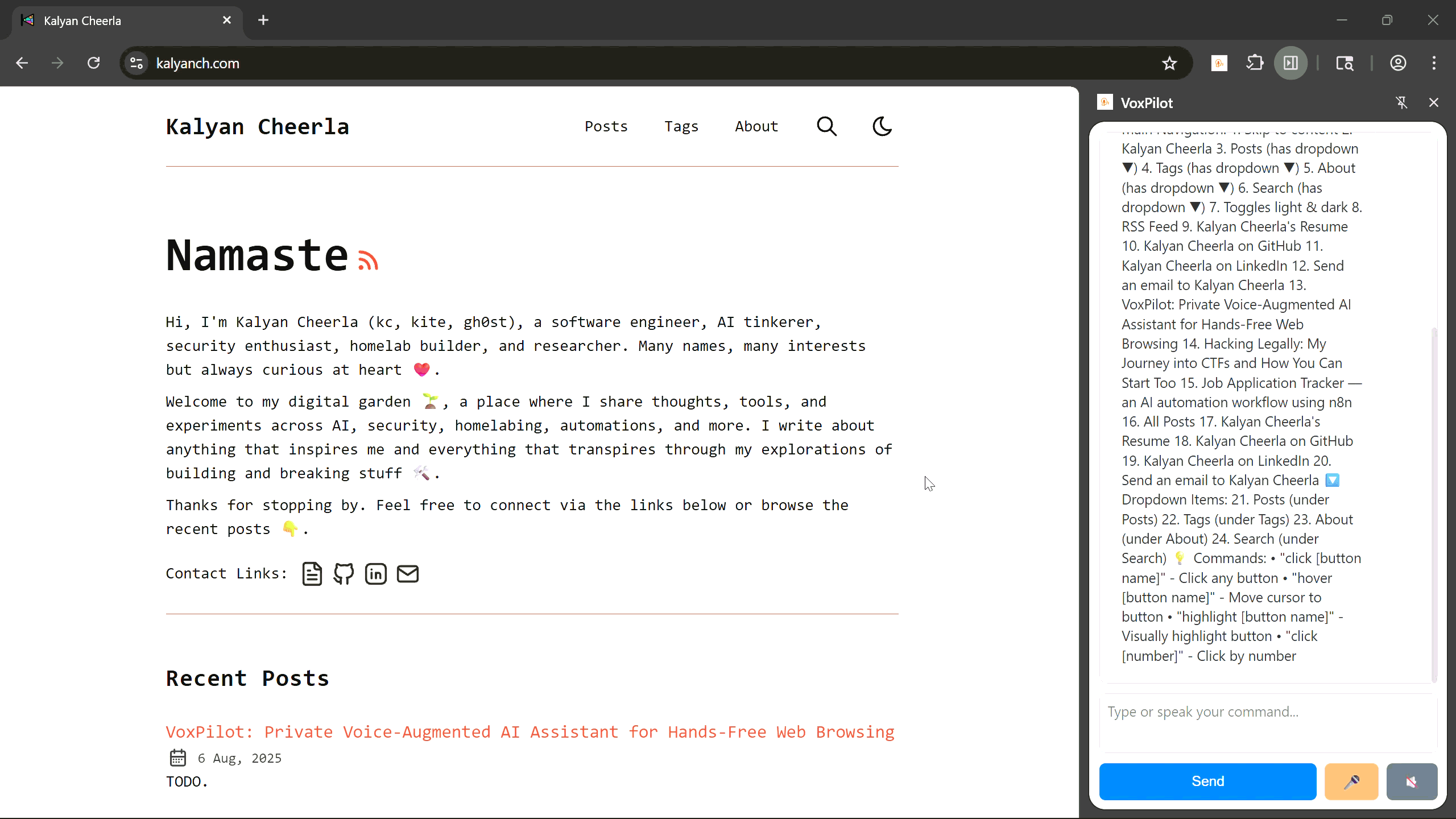 Web Navigation Output